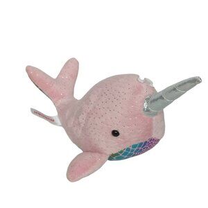 Aurora Pink Narwhal Ocean Sea Sparkly Plush 9.5"